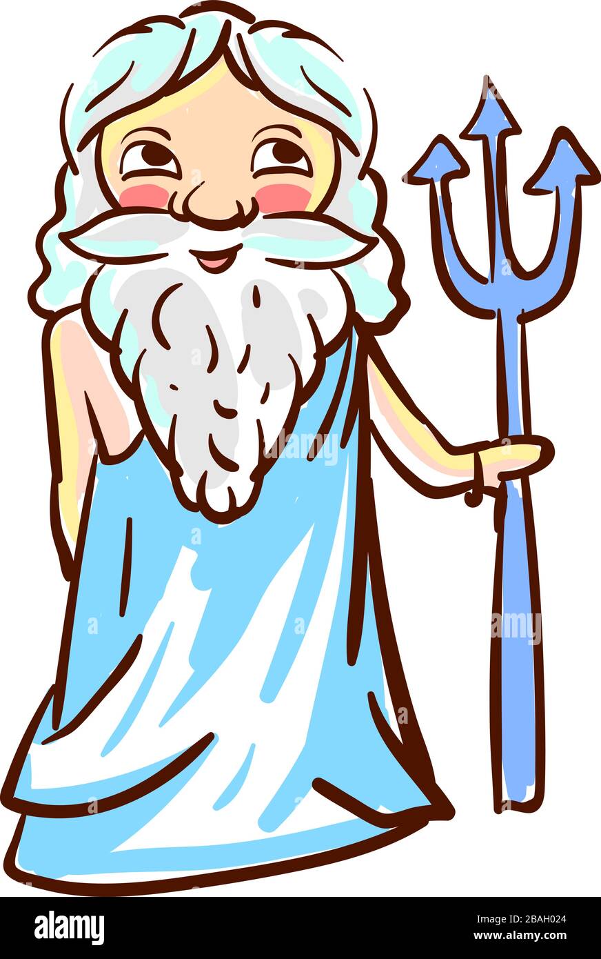 Dios Poseidón, ilustración, vector sobre fondo blanco Ilustración del Vector