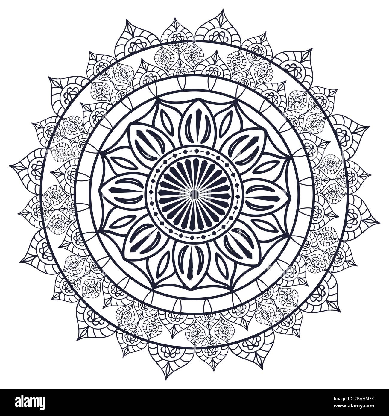 Mandala patrón floral en blanco y negro. Libro para colorear de adultos  página con flores y mandalas. Patrón orientales, vintage elementos  decorativos Imagen Vector de stock - Alamy