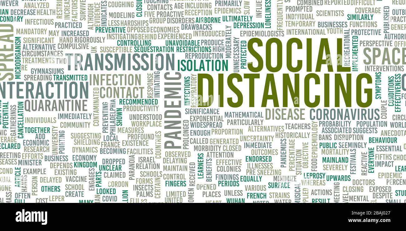Distanciamiento social y prevención o minimización de la transmisión de enfermedades Foto de stock