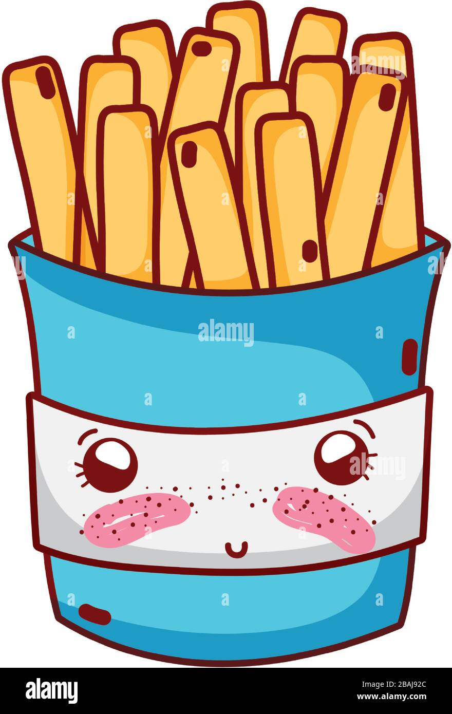 patatas fritas comida rápida lindo kawaii dibujos animados aislado icono de  ilustración vectorial Imagen Vector de stock - Alamy