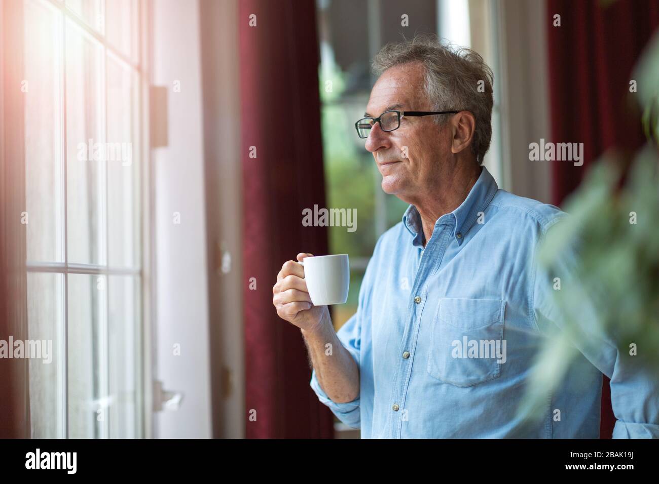 Hombre maduro trabajando en el jardín Foto de stock