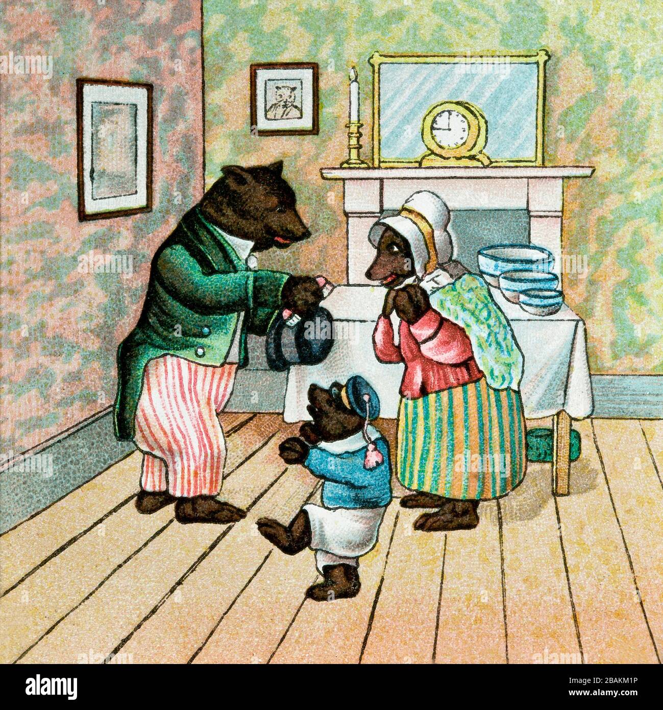 Goldilocks y los tres osos, siglo 19 animaciones de color de un cuento de  vivero muy antiguo. Un original cuento oral de Robert Southey Fotografía de  stock - Alamy