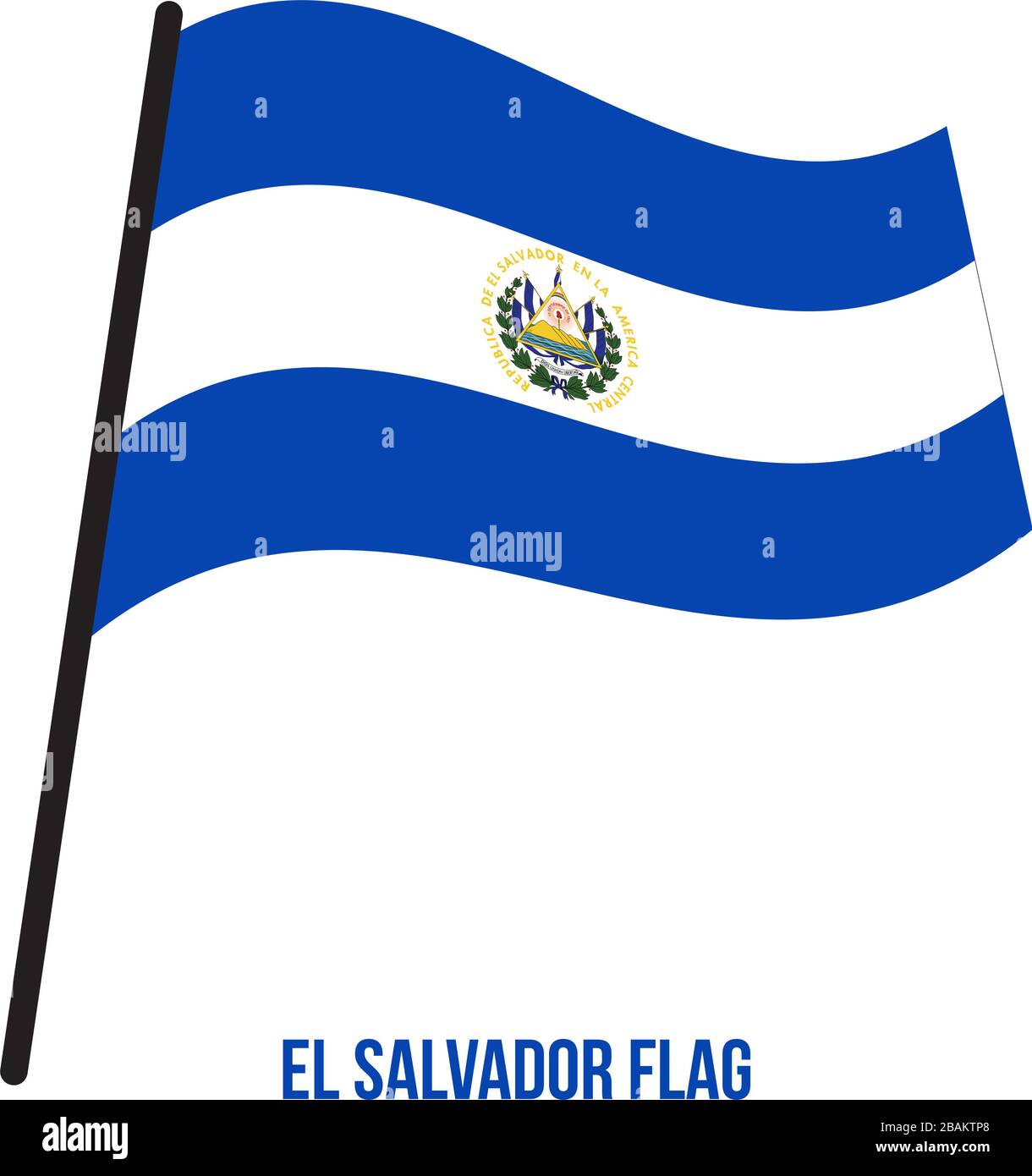 El Salvador ondear la bandera ilustración vectorial sobre fondo blanco. La bandera  nacional de El Salvador Imagen Vector de stock - Alamy