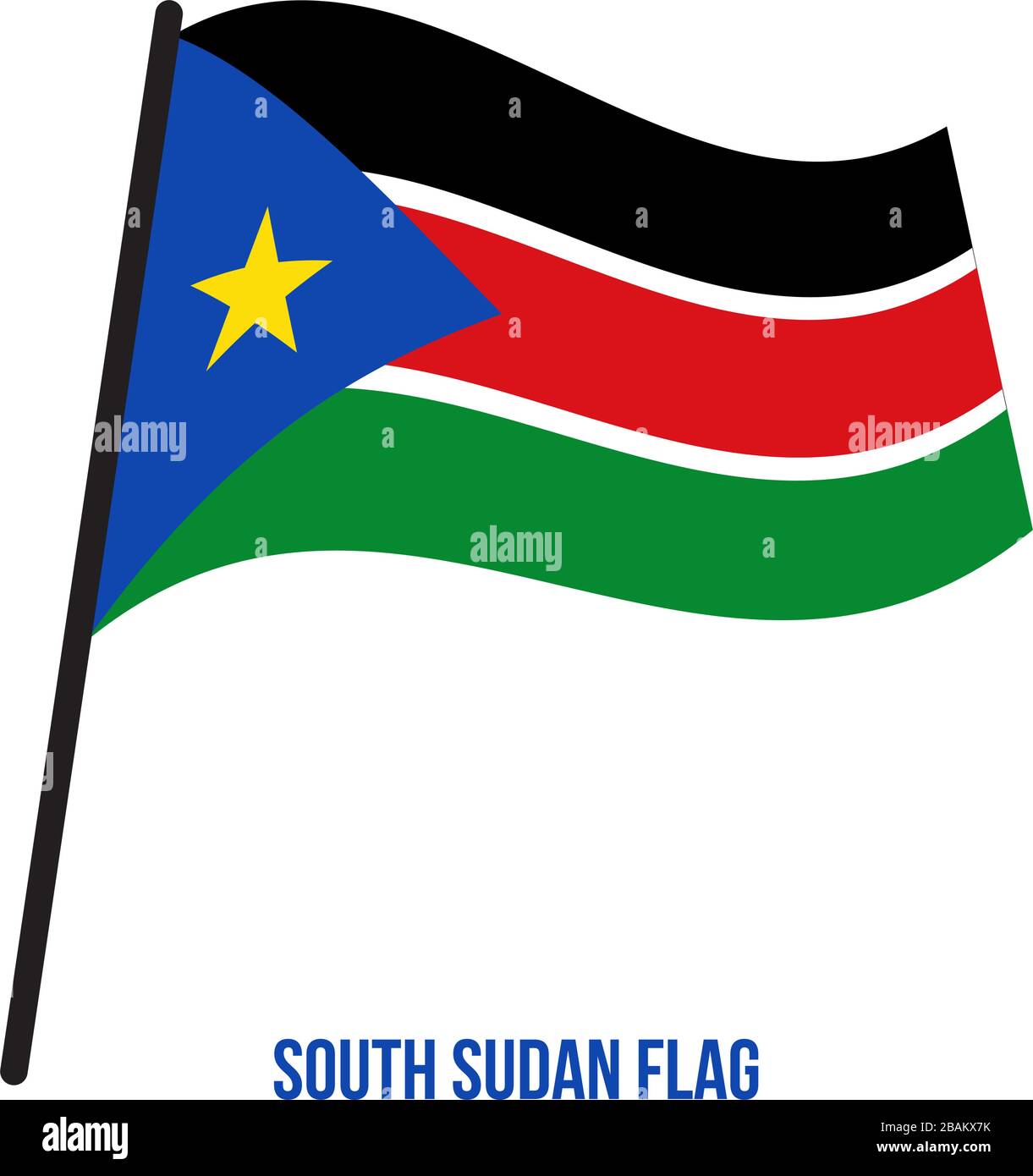 El Sur De Sudán Ondear La Bandera Ilustración Vectorial Sobre Fondo