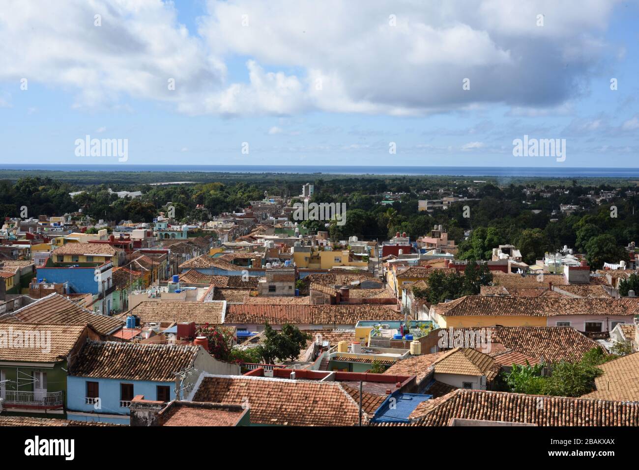 Vista aérea, ciudad, casas, 2014, Cuba Foto de stock