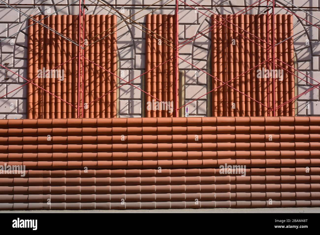 laterales, renovación, edificio, calle, 2014, Cuba Foto de stock