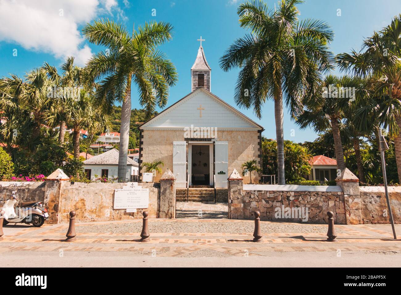 Iglesia Anglicana de San Bartolomé en Gustavia, capital de San Bartolomé. Establecido 1855 Foto de stock