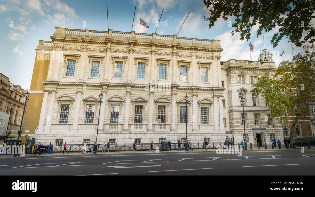 Londres- Banqueting House exterior, parte del palacio histórico de Whitehall en Westminster, Londres. Foto de stock