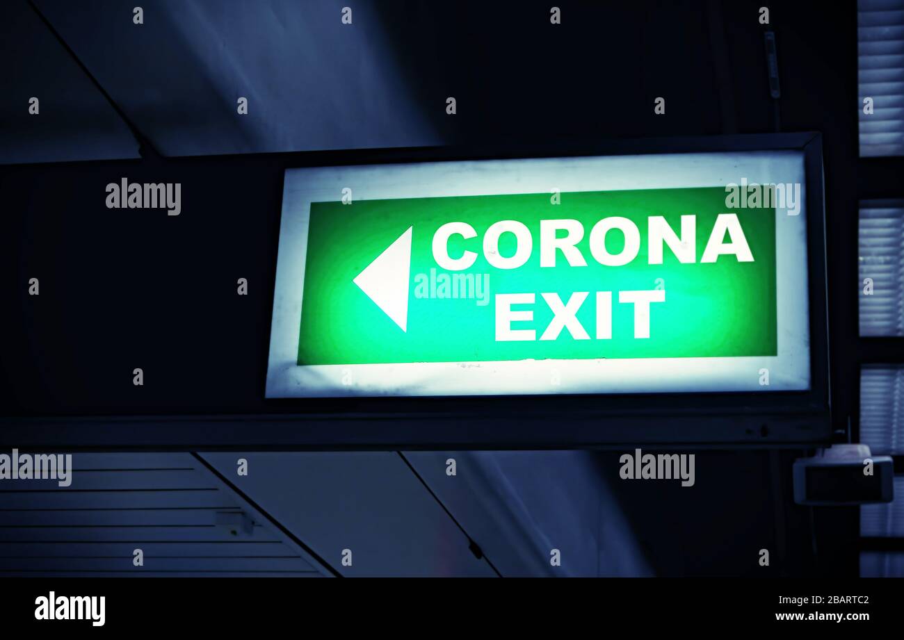 Estrategia de salida de Corona: Reinicio de Coronavirus Foto de stock