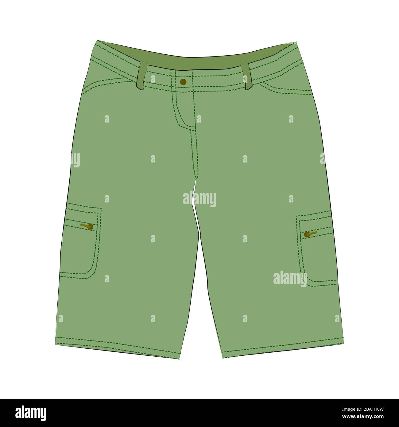 Pantalones cortos verdes para hombres, mujeres y unisex para una caminata  de verano en las montañas Imagen Vector de stock - Alamy