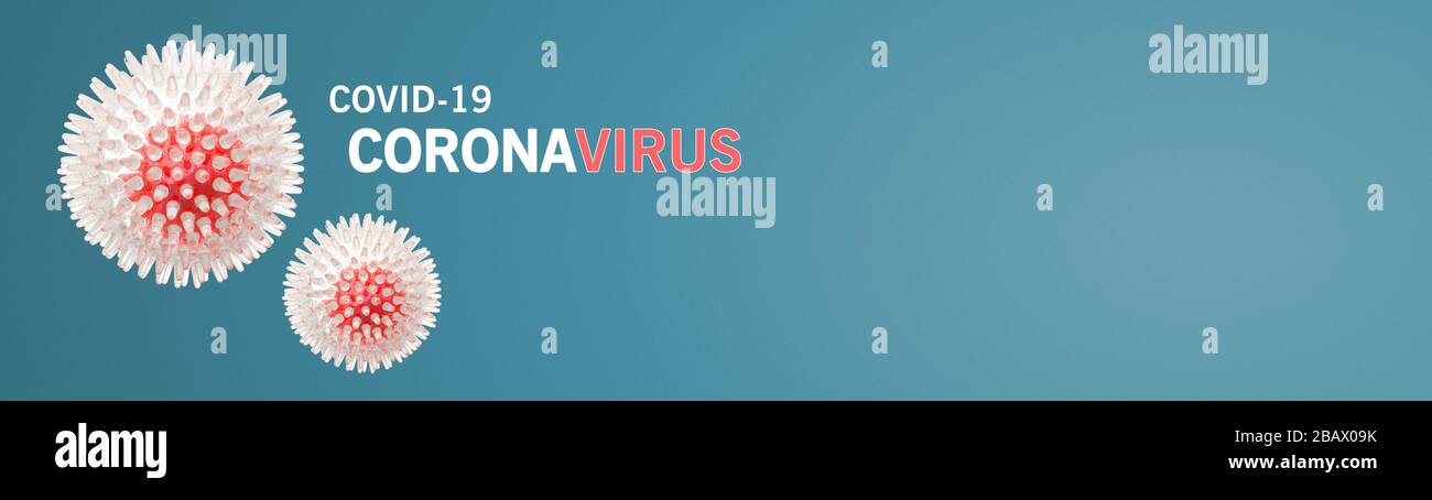 Imagen de la célula vírica COVID-19 de la gripe. Coronavirus Covid 19 brote de influenza antecedentes. Concepto de riesgo para la salud médica pandémica. Foto de stock