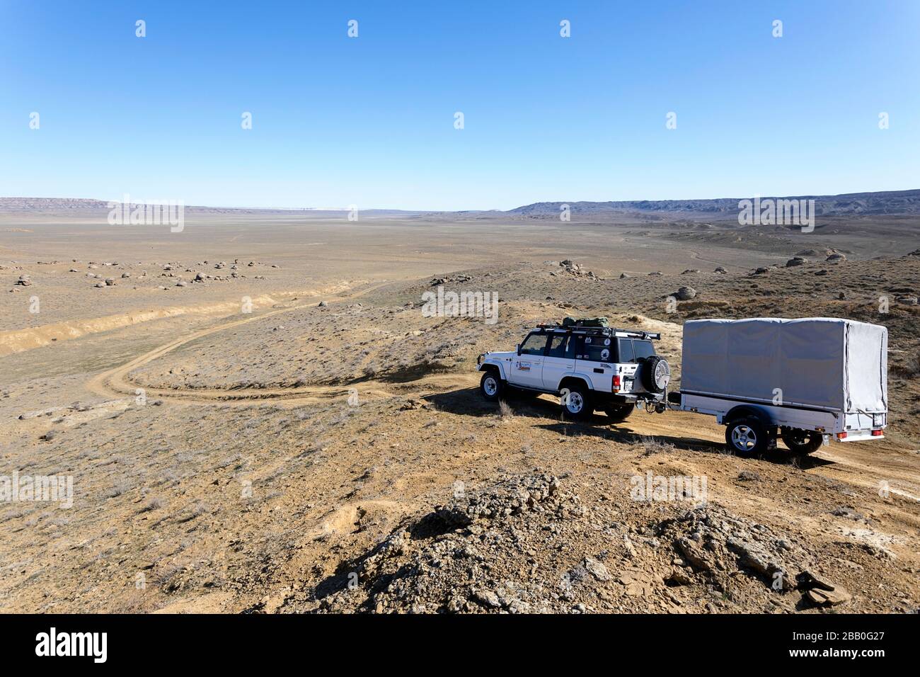 valle de bolas, rocas redondas, piedras esféricas en el oeste de Kazajstán  cerca de la aldea de Shetpe, el desierto de la depresión Caspio, Aktau,  región de Mangystau Fotografía de stock -