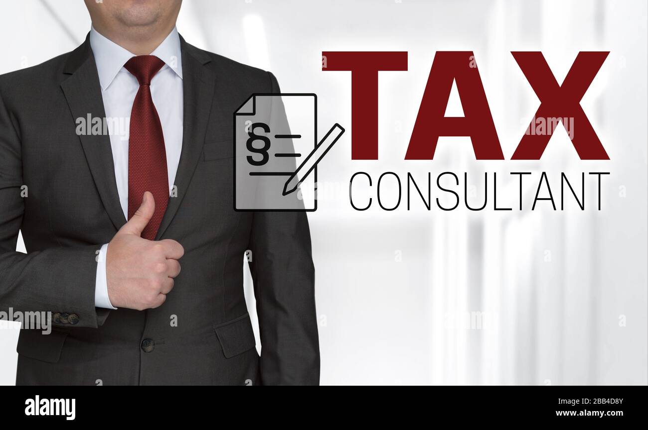Concepto de consultor de impuestos y empresario con aprobación. Foto de stock