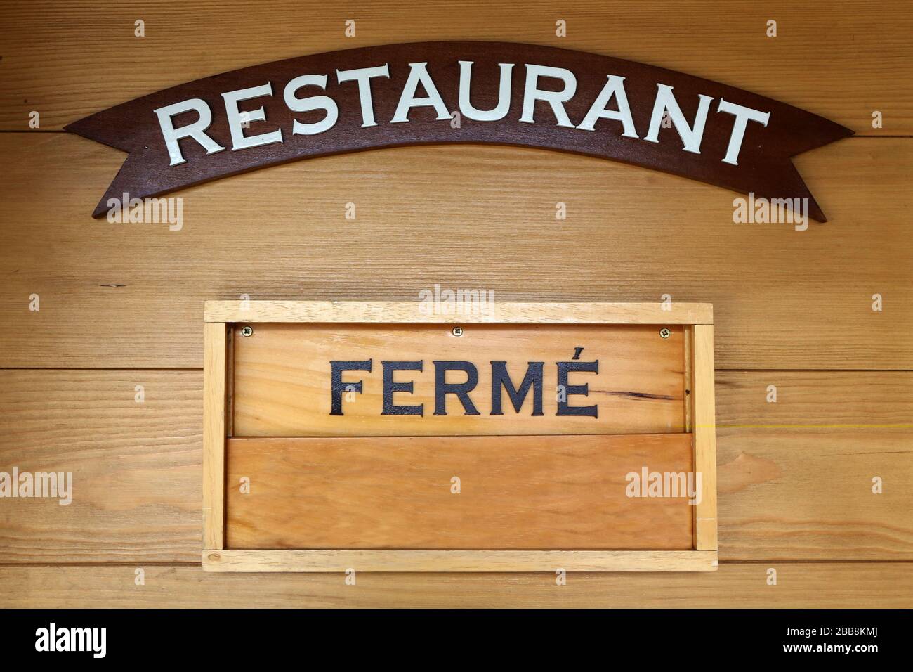 Restaurante. Fermé. Alta Saboya. Francia. Foto de stock