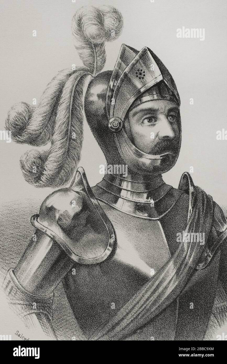 Diego Velazquez De Cuellar 1465 1524 Adelanado Conquistador Espanol Y Primer Gobernador De Cuba Retrato Desvio Ilustracion Por Salcedo Litografia Cronica General De Espana Historia Iustrda Y Descriptiva De Sus Provincias Tomo Las