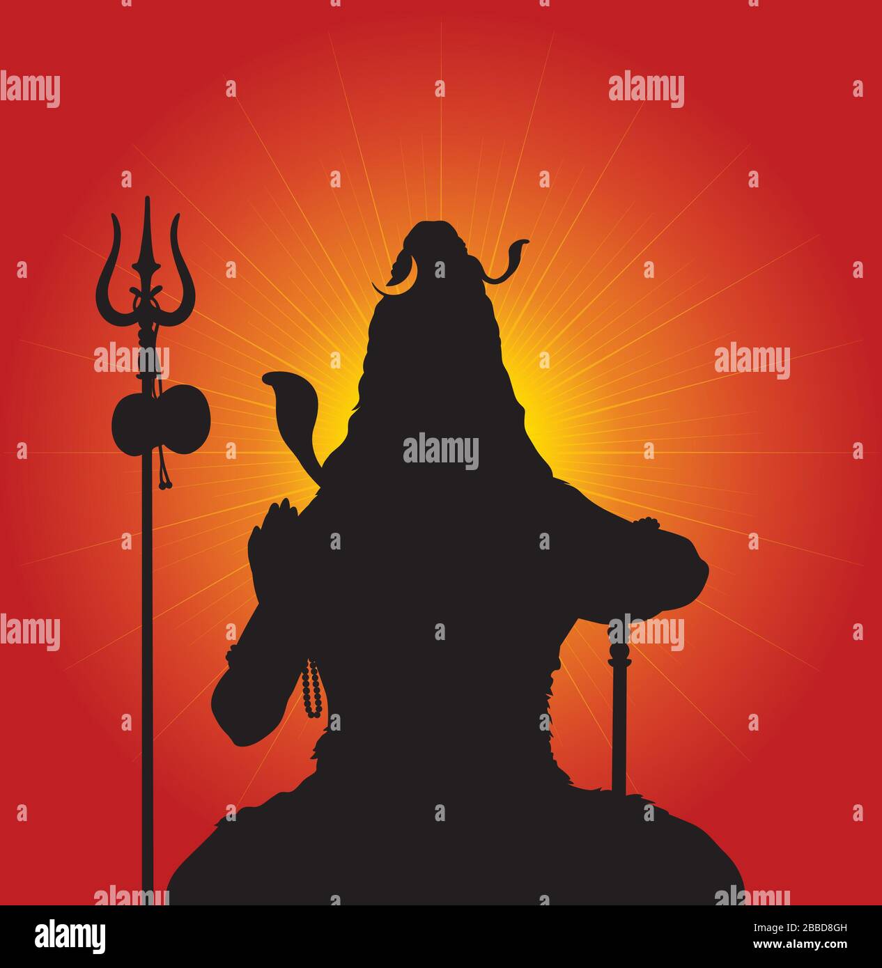 Dios hindú indio Señor Shiva, Póster, Vector, Ilustración, Silhouette Foto de stock