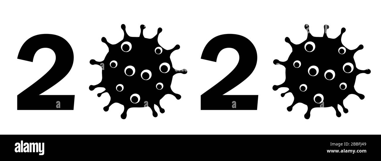 2020 años coronavirus covid virus pandemia negro icono ilustración Foto de stock