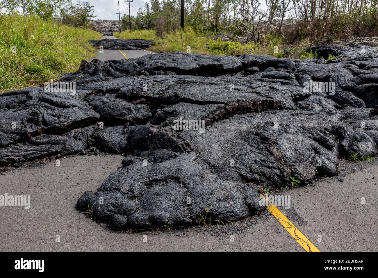 Recientes flujos de lava en Hawai, Foto de stock