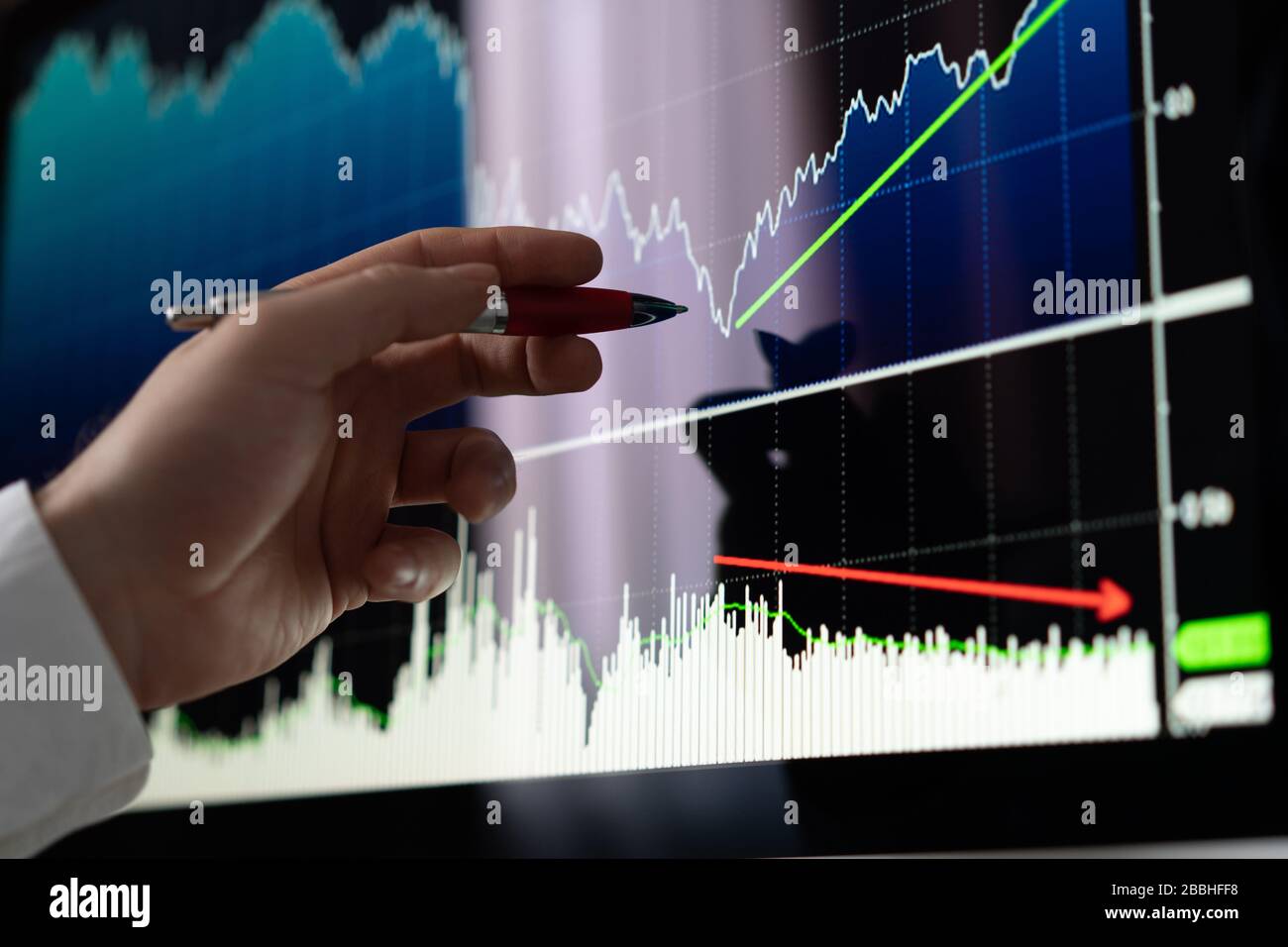 Fondo del gráfico de datos de la bolsa de valores de la pantalla  empresarial Fotografía de stock - Alamy