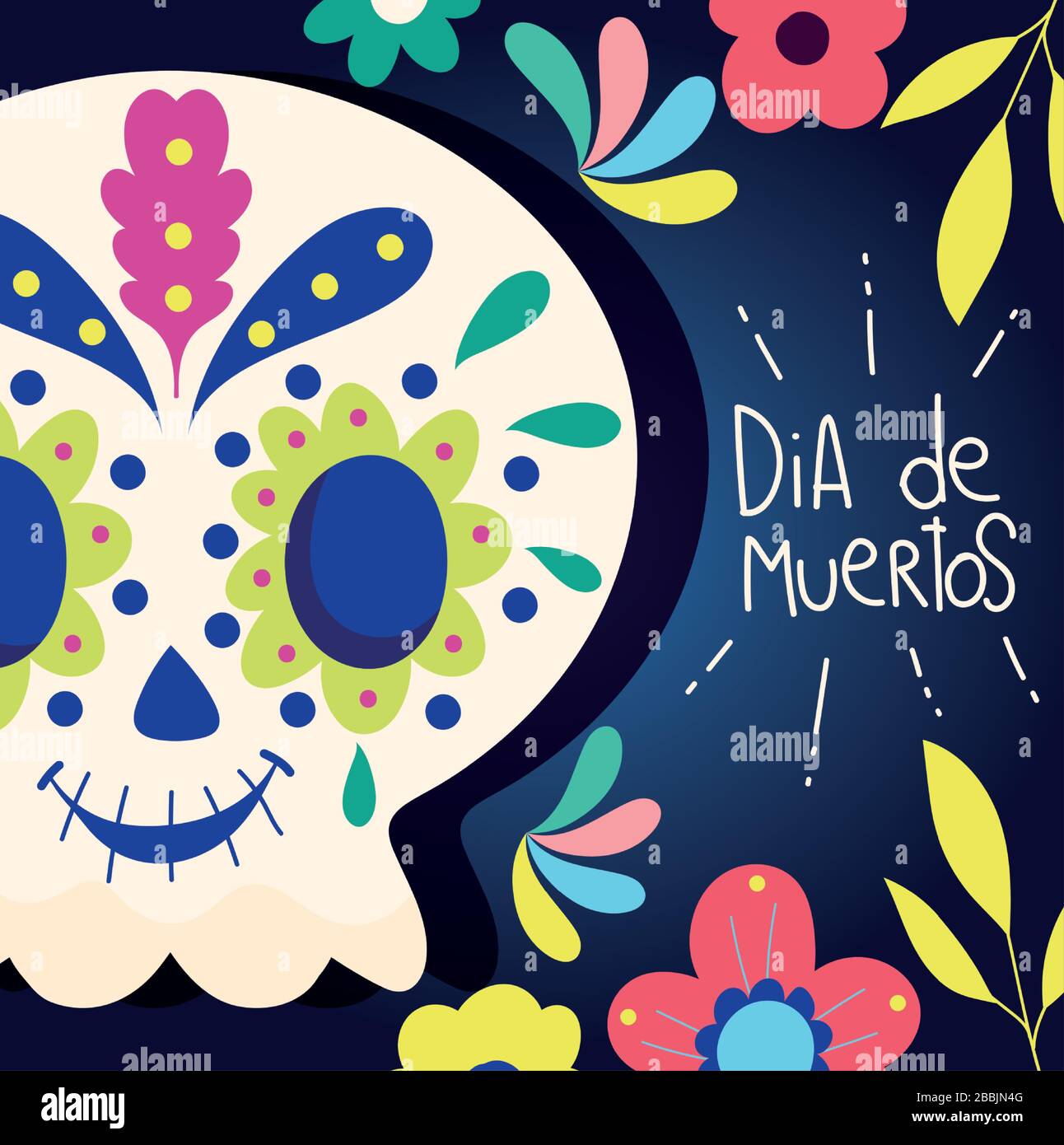 día de los muertos, catrina dibujos animados flores tradicional mexicana  celebración vector ilustración Imagen Vector de stock - Alamy