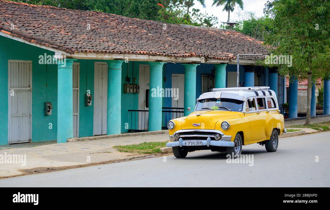 Vintage car, Viñales, provincia de Pinar del Río, Cuba Foto de stock