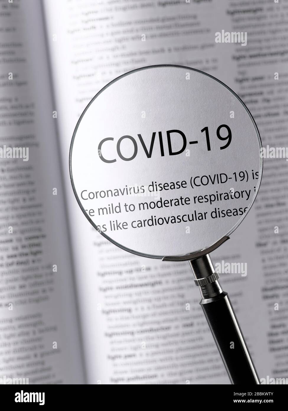 Coronavirus, pandemia de Covid-19 en formato de diccionario Foto de stock