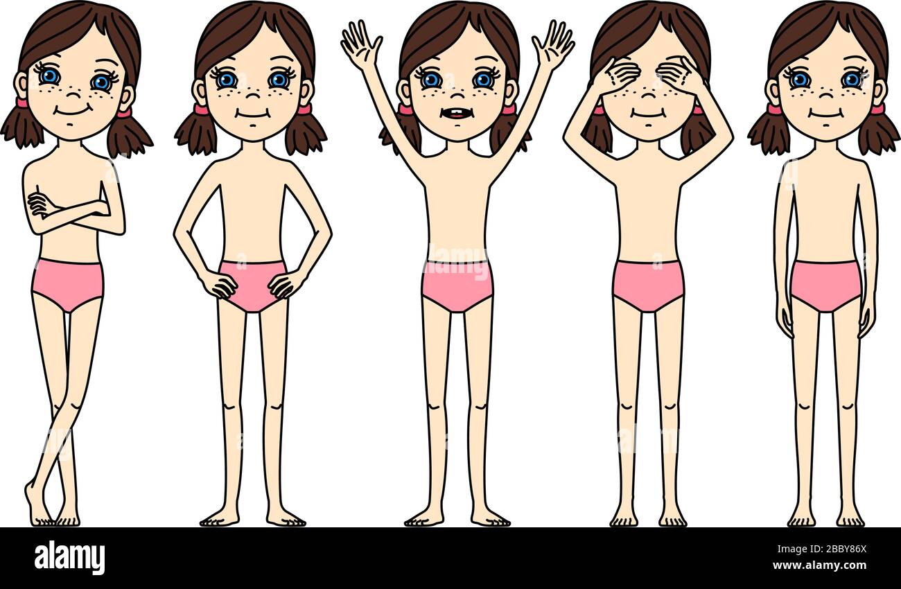 vector caricatura carácter, posando conjunto Vector de stock - Alamy