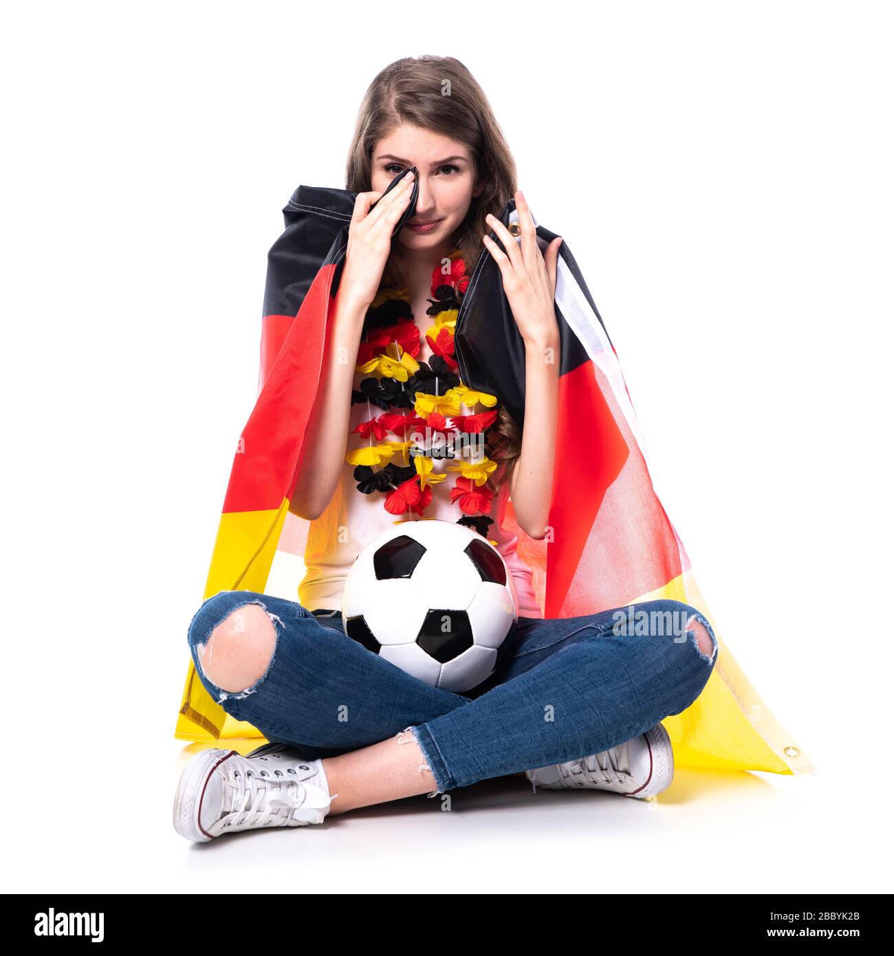 Triste fan de Alemania llora después de que el equipo ha perdido Foto de stock