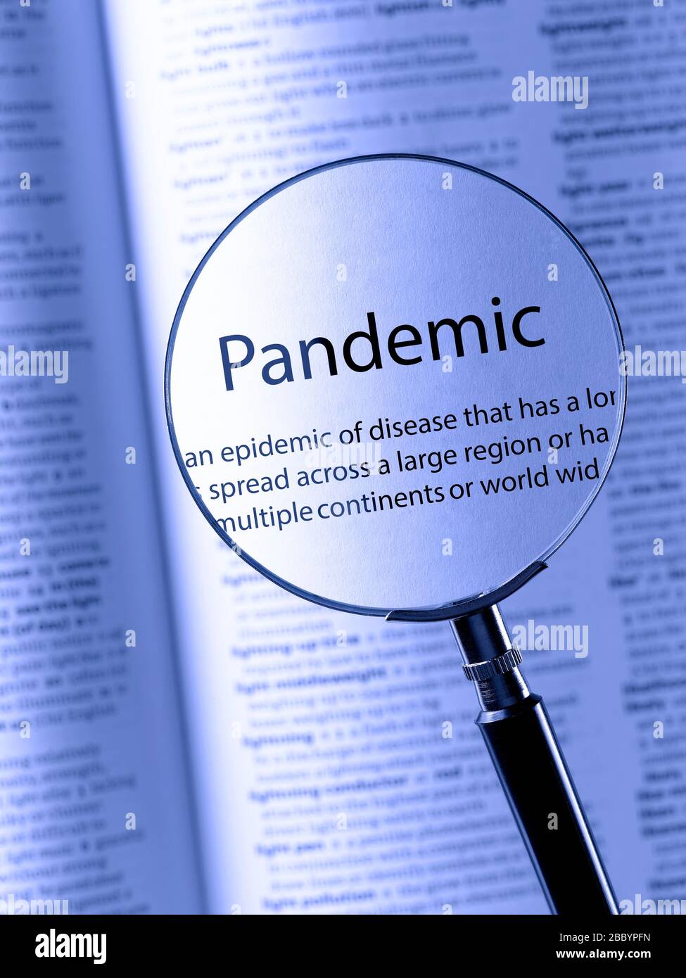 Pandemia en un diccionario Foto de stock