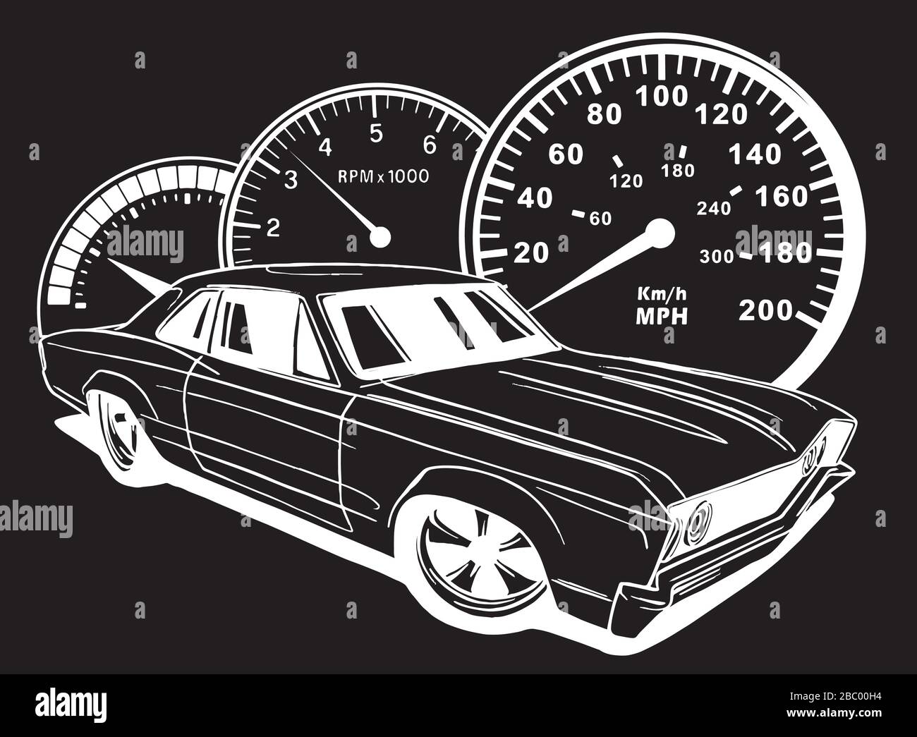 muscel coche de fondo negro Ilustración del Vector