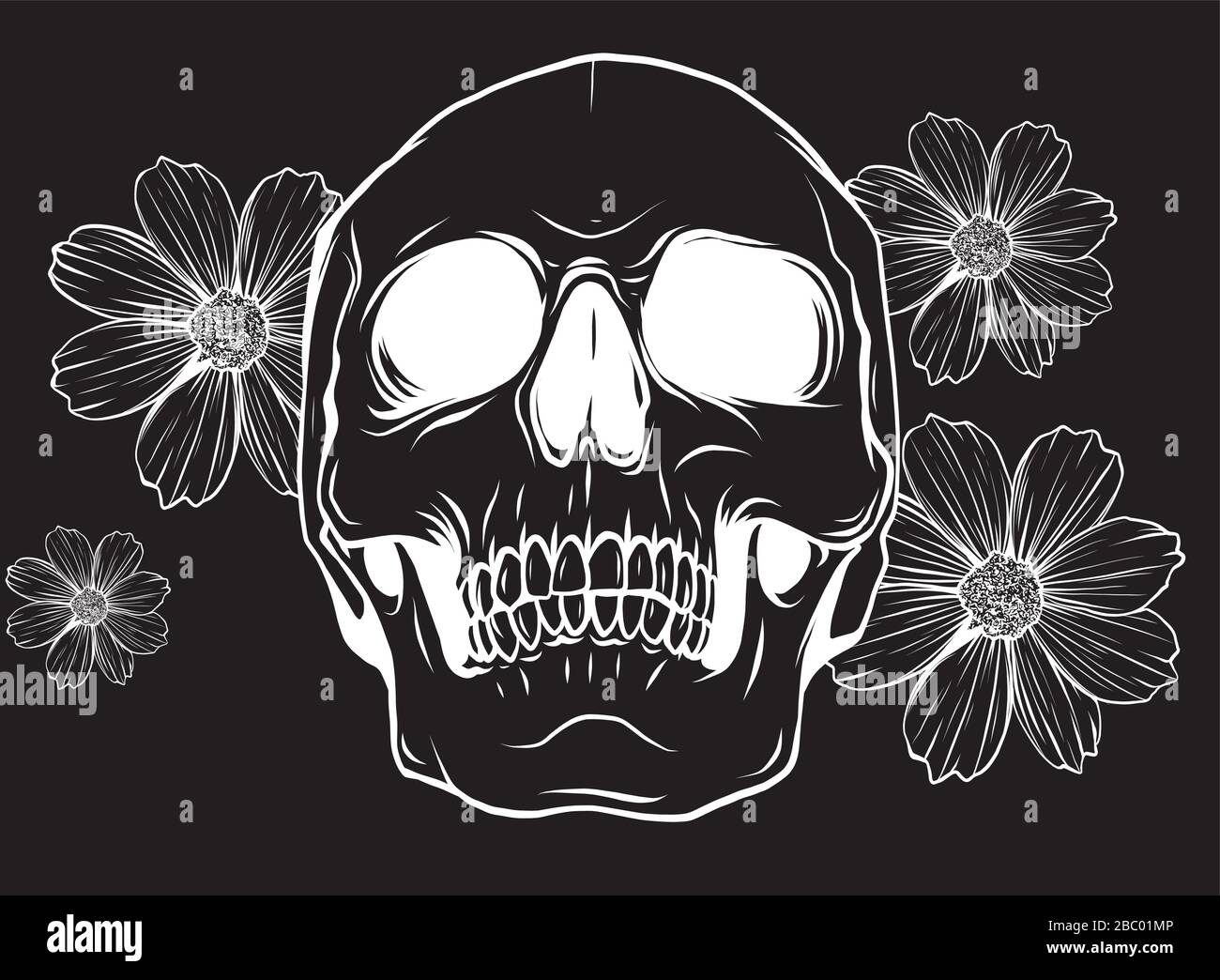 Calavera con flores Imágenes de stock en blanco y negro - Página 2 - Alamy