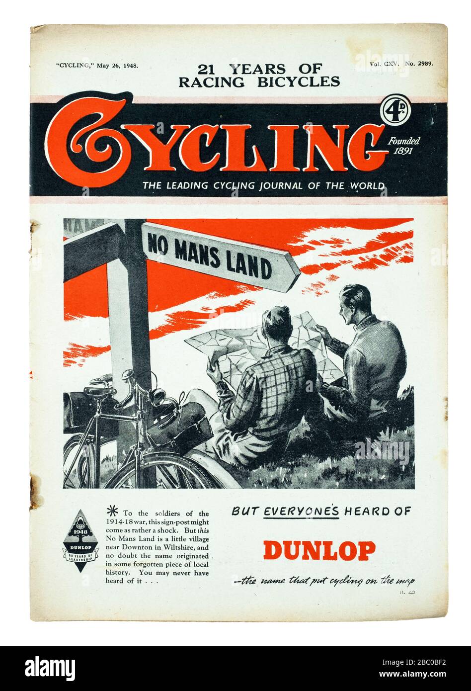Revista británica de la época "Ciclismo" de 1948 Foto de stock