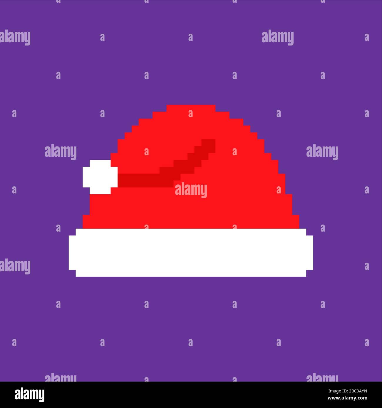 Santa Hat pixel art. Gorra roja de 8 bits. Xmas Pixelate ilustración