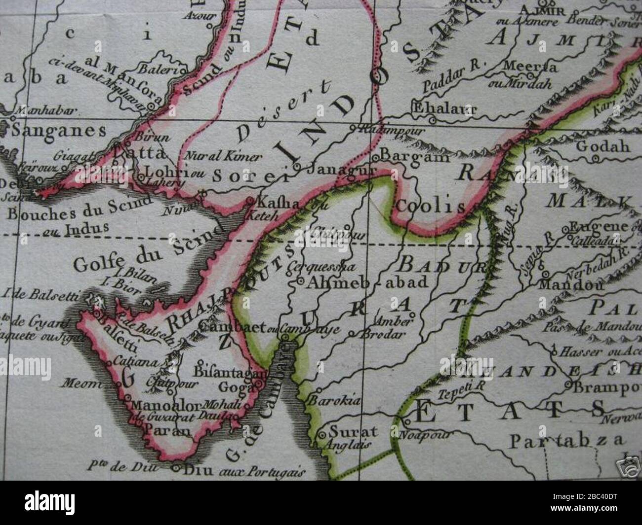 Golfo de Campay de un mapa de Louis Brion de la Tour de Histoire Universelle depuis le egin du Monde c.1780. Foto de stock