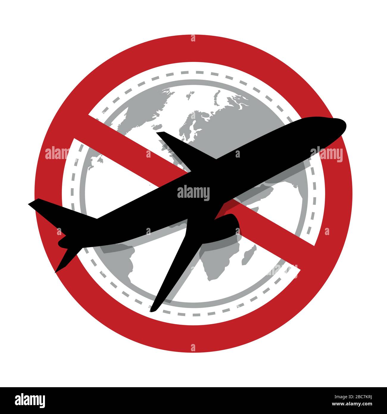 Desplazamiento con avión prohibido señal de advertencia vector ilustración  EPS10 Imagen Vector de stock - Alamy