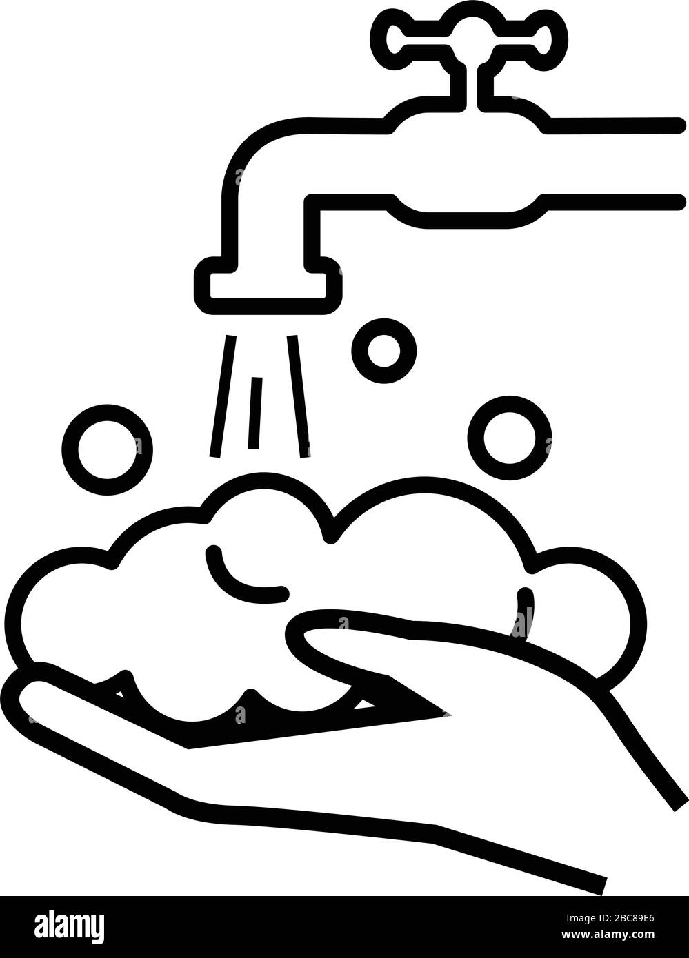 manos de lavado línea silueta icono manos bajo el agua grifo vector  ilustración higiene personal desinfección cuidado de la piel lavado  antibacteriano Imagen Vector de stock - Alamy