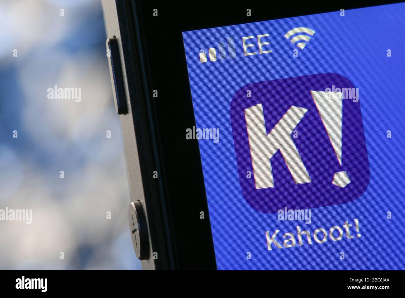 Aplicación Kahoot en un iPhone. Foto de stock