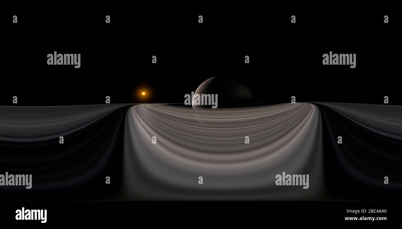 Vista de 360 grados de los anillos de Saturno. Se utiliza en auriculares VR o para proyección en el interior de una cúpula. Foto de stock