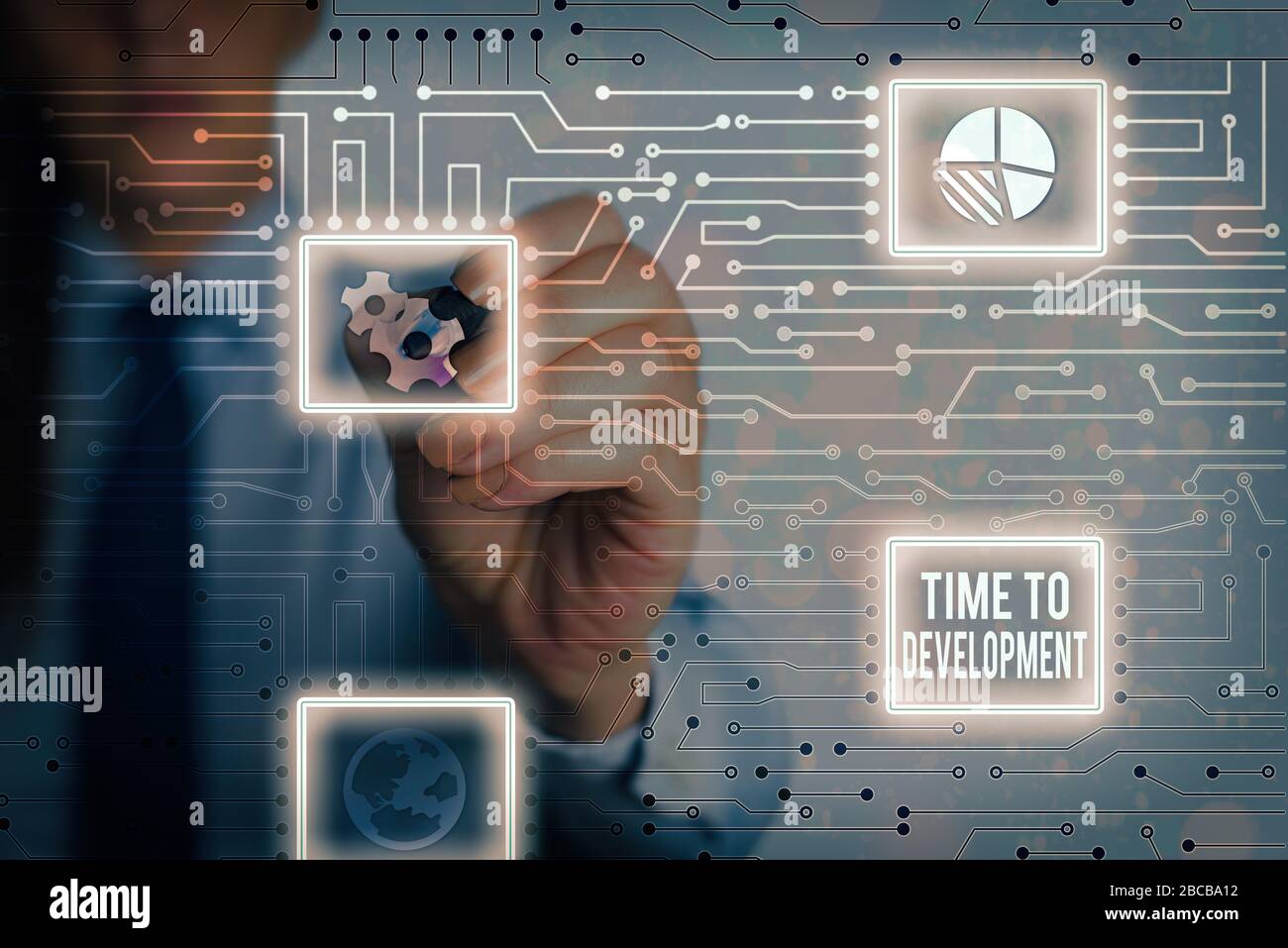 Tiempo de escritura de texto de Word para el desarrollo. Foto de negocios presenta una longitud de tiempo durante el cual una empresa crece o desarrollar Foto de stock