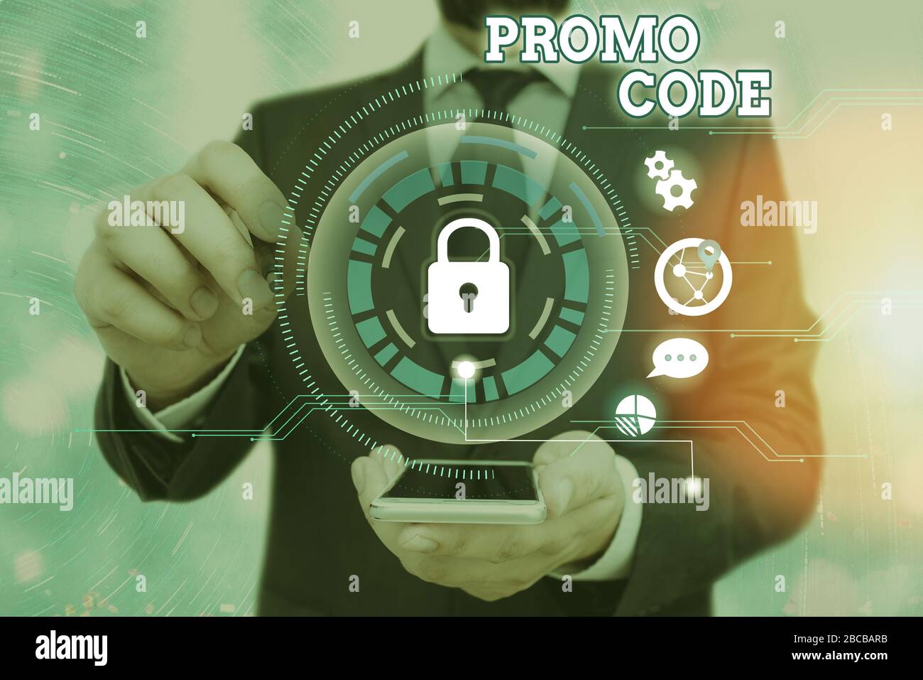 Texto a mano Código promocional. Números digitales conceptuales de la