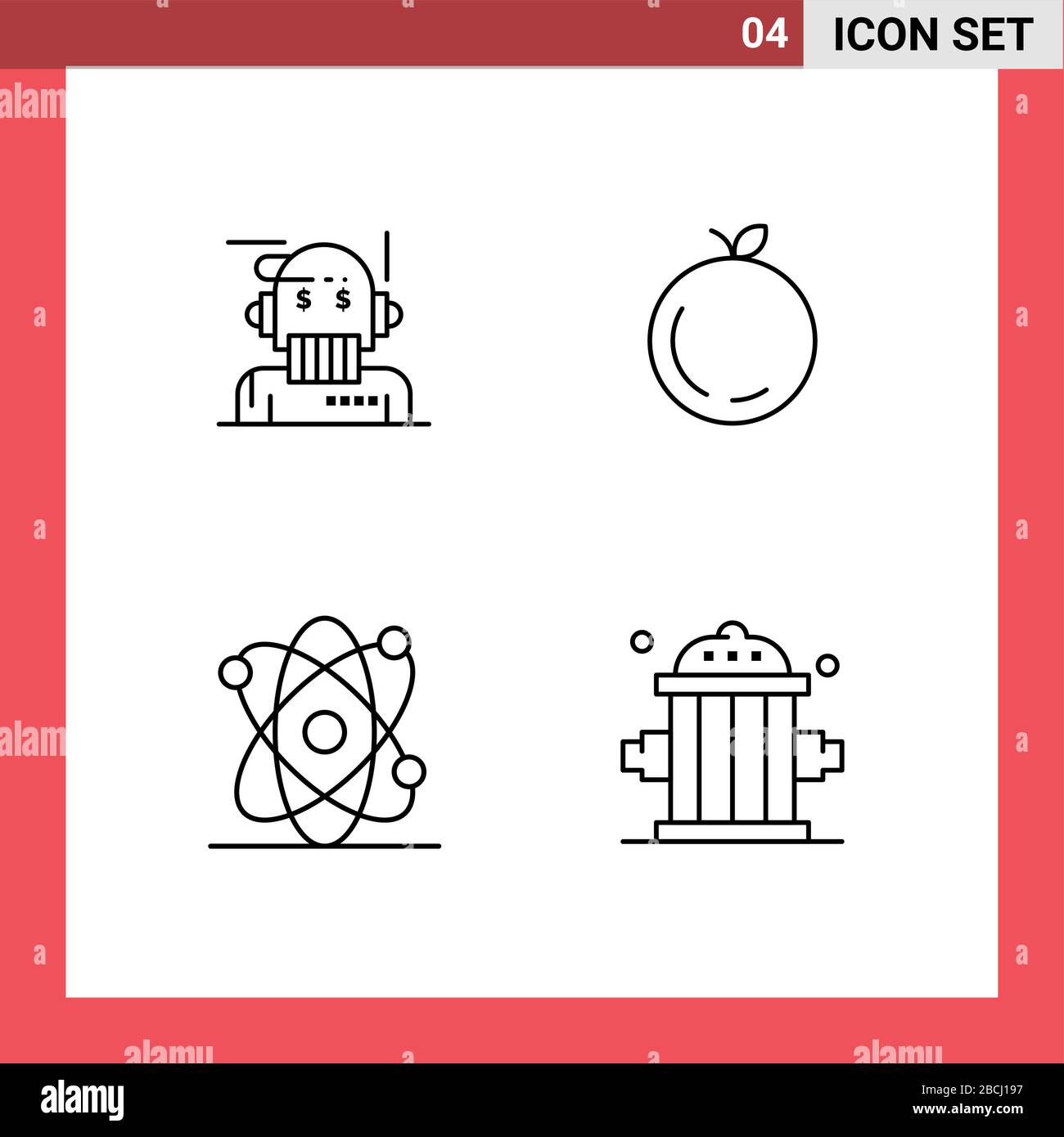 Conjunto moderno de 4 colores planos de filedline y símbolos como asesor robo, energía, algoritmo, china, bombero elementos de diseño vectorial editables Ilustración del Vector