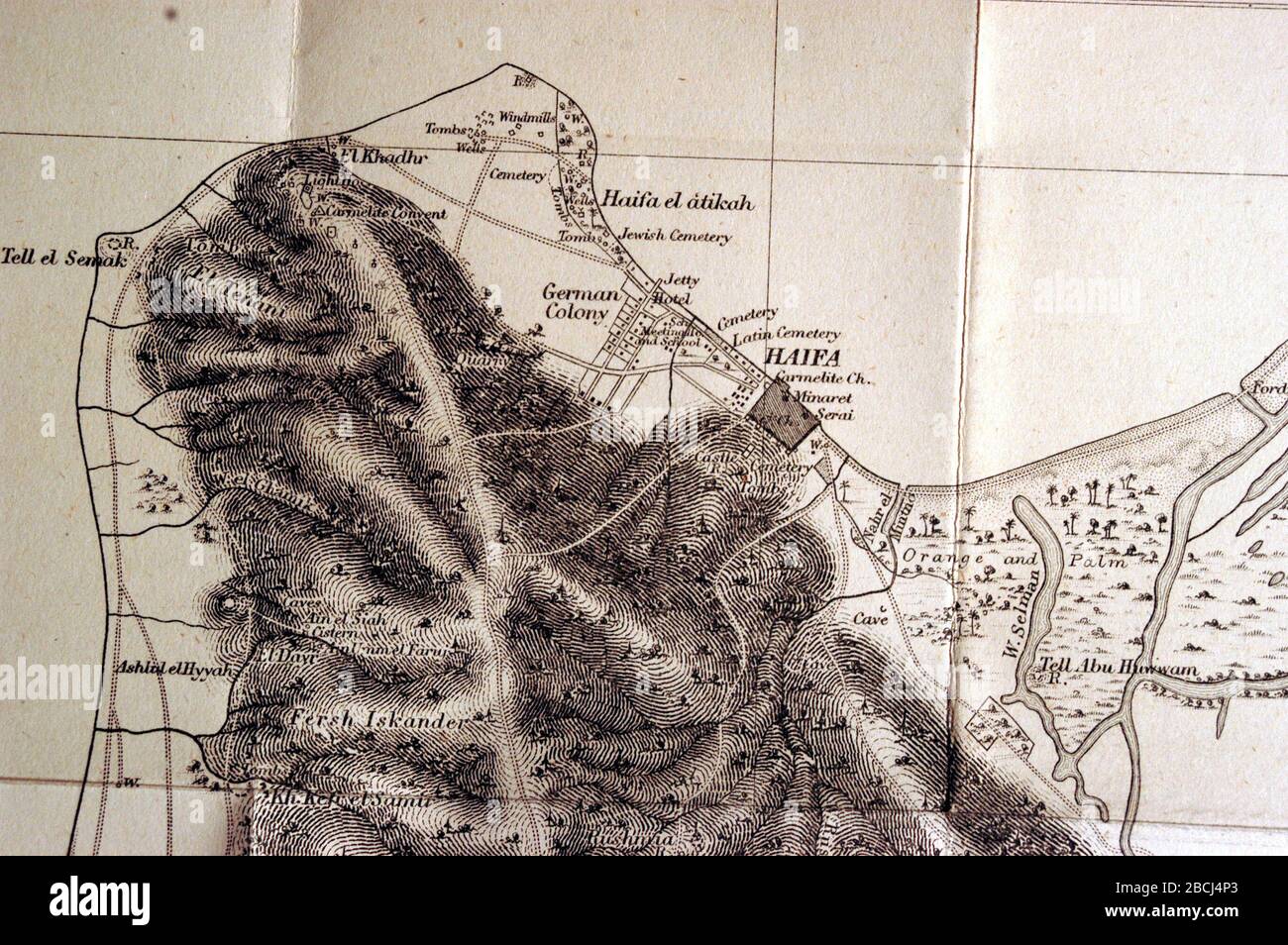 'Haifa, Palestina 1875.; 1875; Fondo de exploración Palestina. Declaración trimestral de 1875. Página 90.; Claude R. Condor (1848-1910); ' Foto de stock