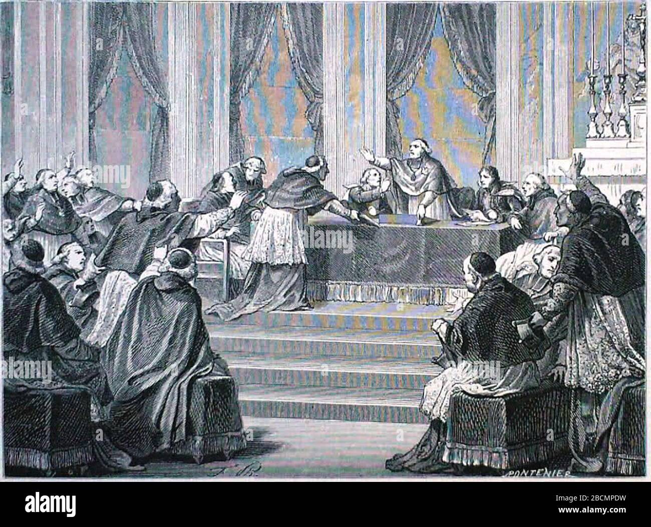 'Français : Concile de Paris (1811) : séance du 10 juillet; fecha del siglo XIX QS:P571,+1850-00-00T00:00:00Z/7; ' Foto de stock