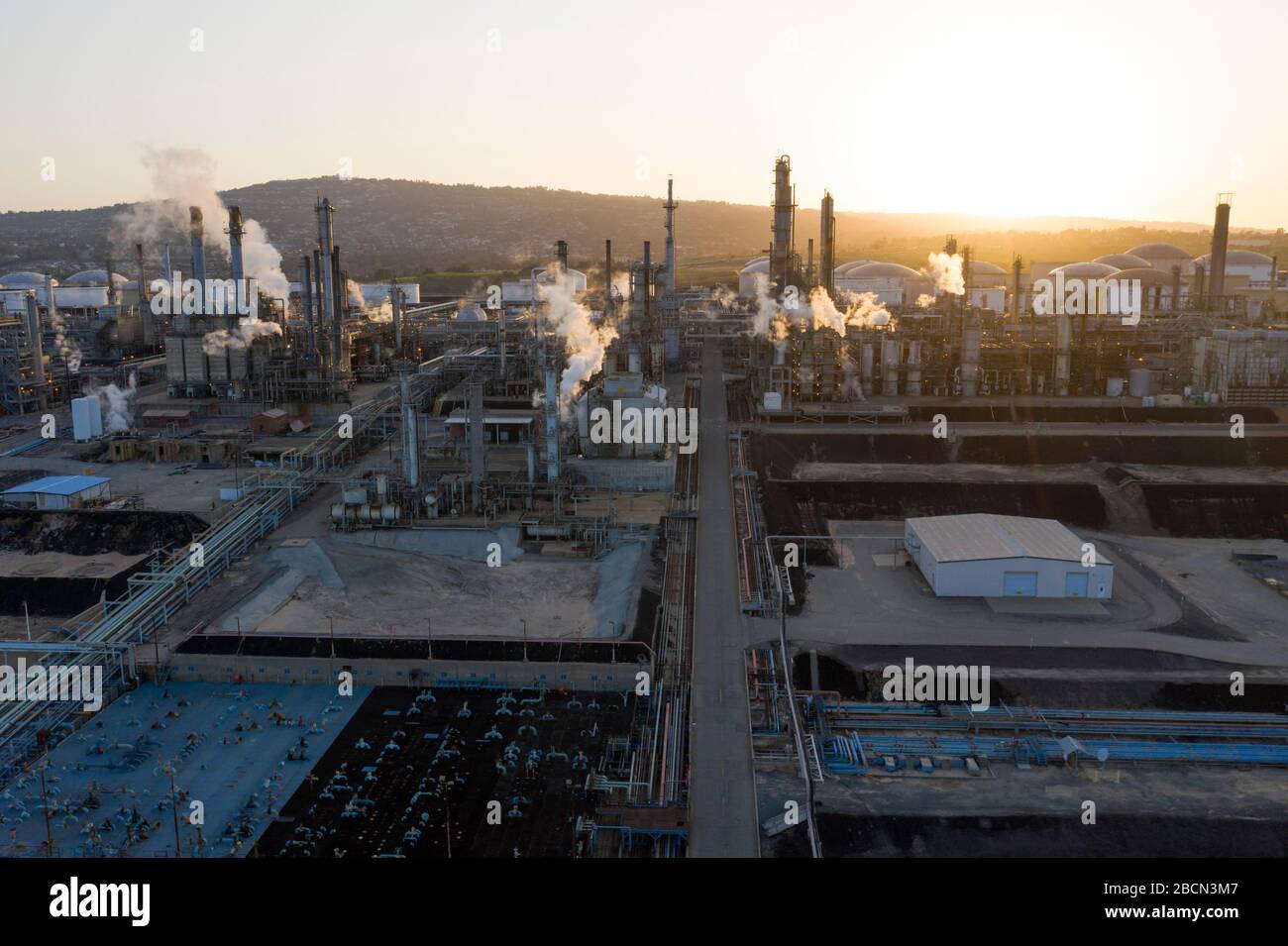 Vista aérea de la refinería de petróleo Foto de stock