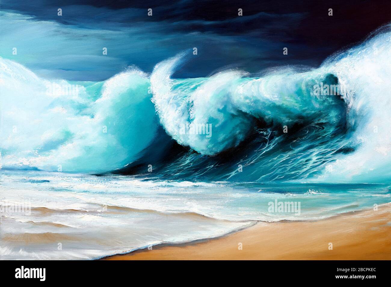 Pintura al óleo original de grandes olas en el mar Fotografía de stock -  Alamy