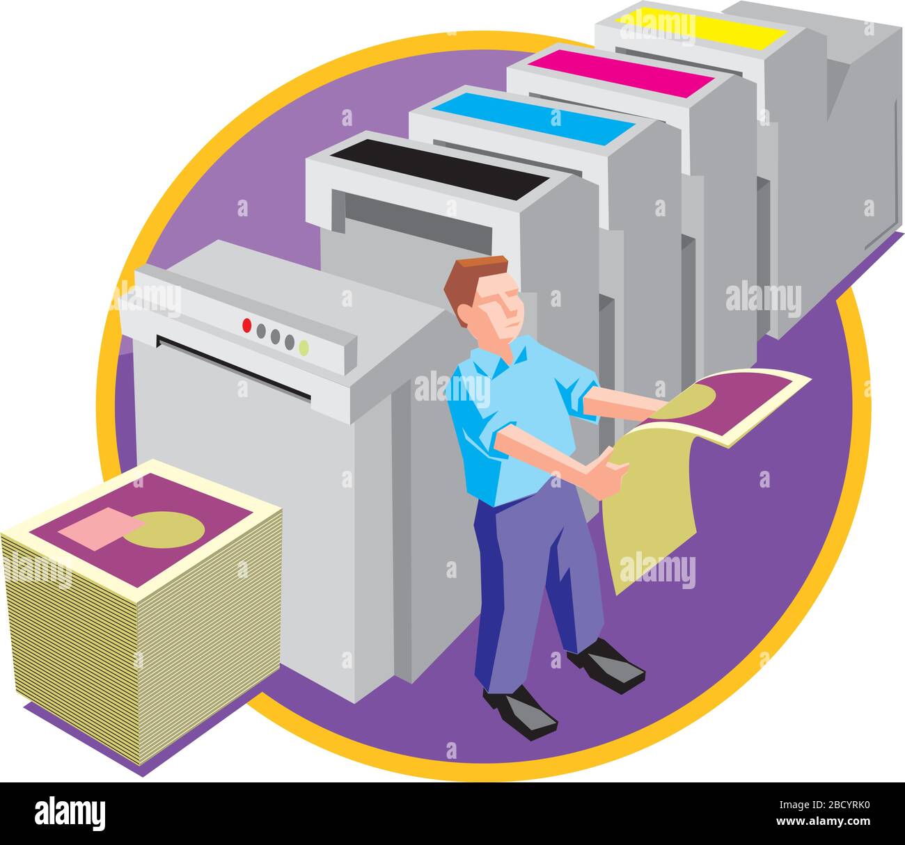 Impresora offset en el trabajo icono de diseño y servicio de impresión,  ilustración vectorial Imagen Vector de stock - Alamy