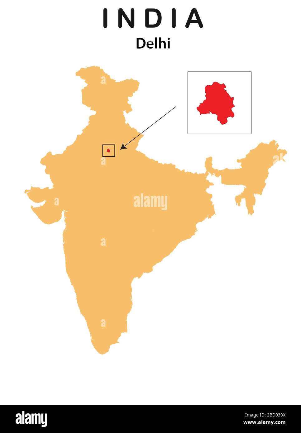 Mapa de Delhi. Ilustración vectorial del mapa de Delhi Ilustración del Vector