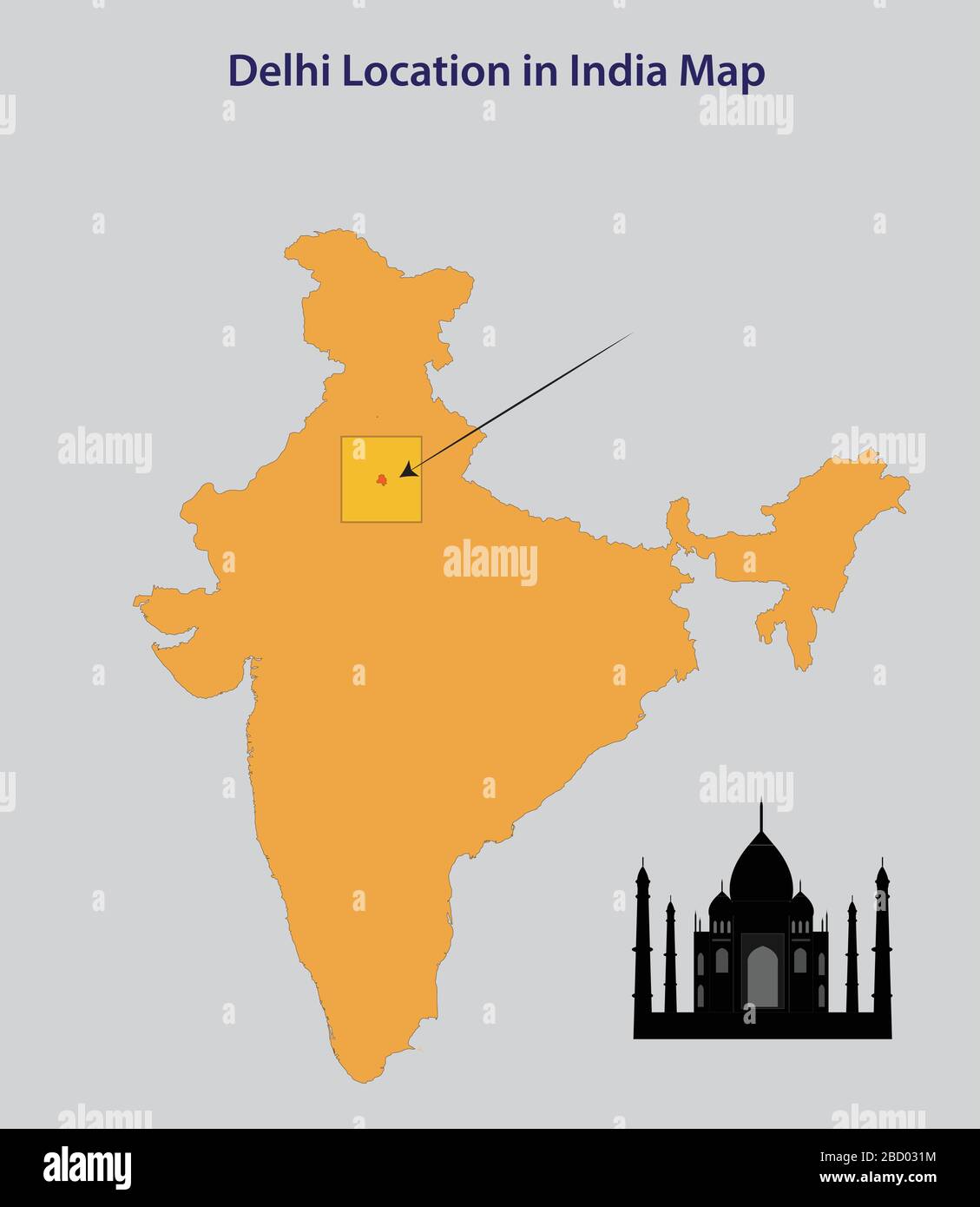 Memoria arquitectónica de Delhi.ilustración vectorial del mapa de Delhi. Ilustración del Vector