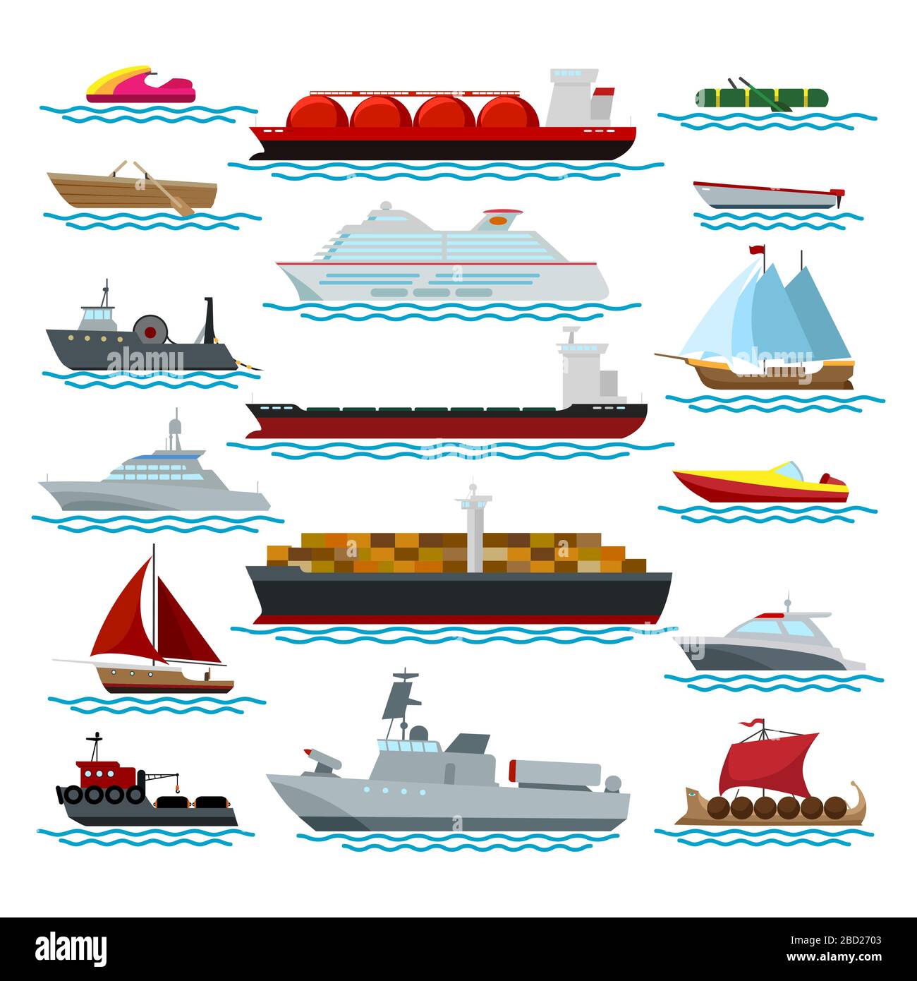 Barcos en el océano conjunto náutico Ilustración del Vector