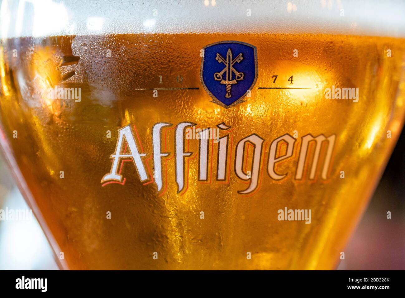 Affligem, cerveza de monasterio, cerveza belga de copa, Amsterdam, países Bajos Foto de stock
